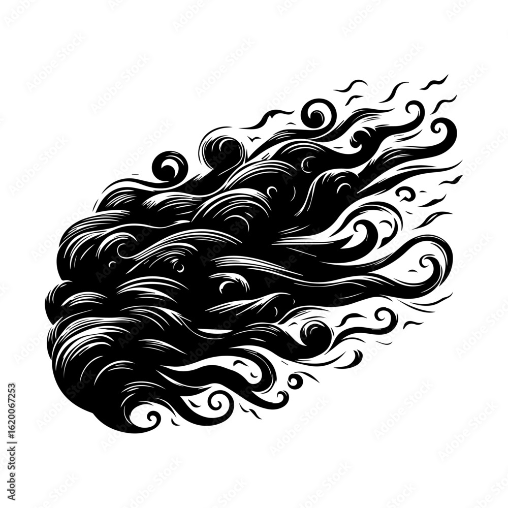 Fototapeta premium Dynamic Black Swirls and Waves Abstract Design.