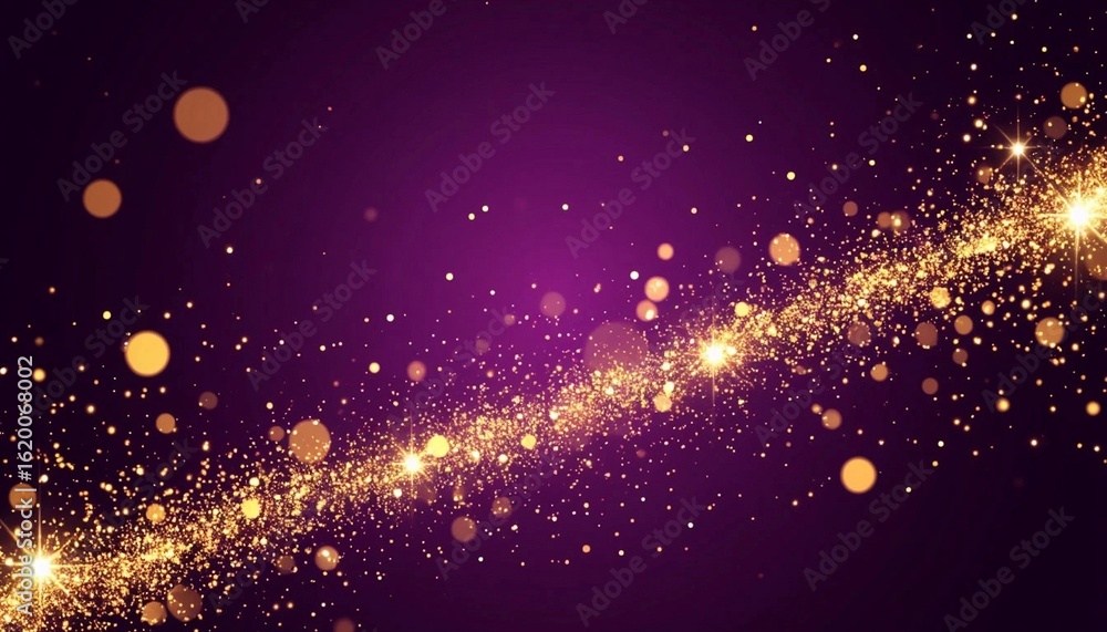 Diagonal Golden Sparkles on Dark Purple Background Diagonal Golden Sparkles on Dark Purple Background