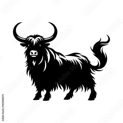 Majestic Black Yak Silhouette Standing Proudly.