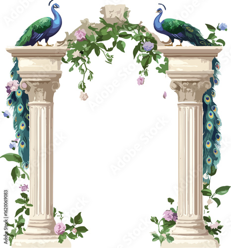 frame with peacock on the wall
