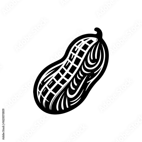 Stylized Black and White Peanut Illustration 1.