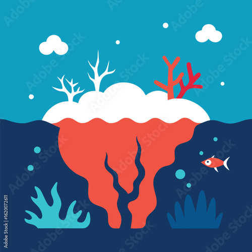 Coral Reef Bleaching Due To Ocean Warming With Marine Biodiversity Loss