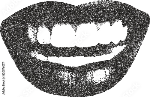 Mouth y2k retro stipple art lip brutalist halftone vector png transparent, tongue 2000s photocopy effect tattoo aesthetic