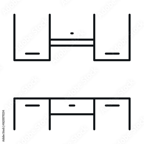 Icon of modern kitchen furniture design with minimalist cabinets and drawers suitable for modern interiors.