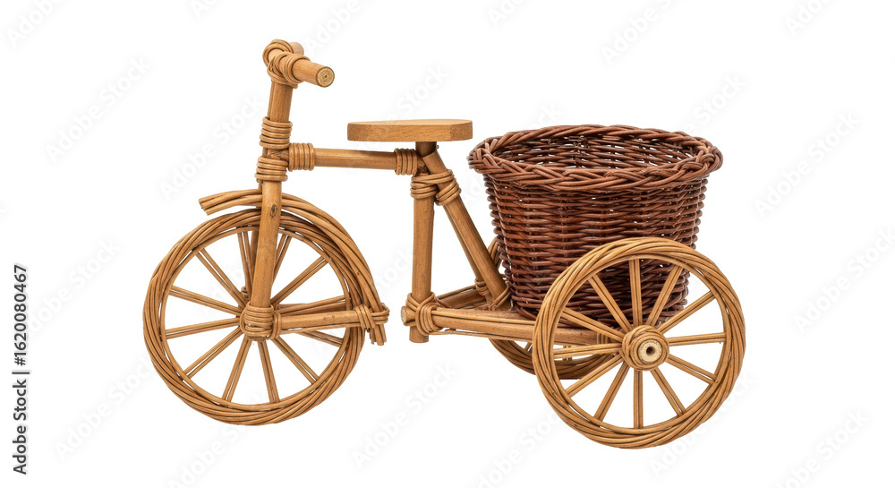 Fototapeta premium Isolated Decorative Wicker Tricycle with Basket
