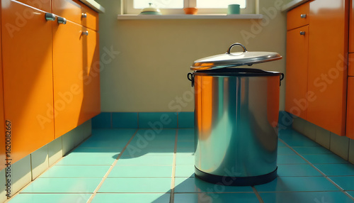 Wall mounted and street side trash cans in home and kitchen setting