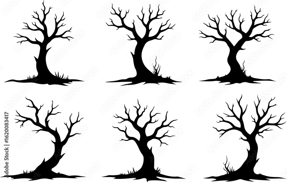 Obraz premium Bare Tree Silhouettes Collection bundle