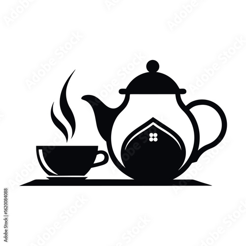      Tea house logo vector illustration.

