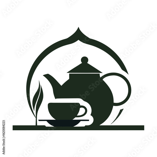      Tea house logo vector illustration.


