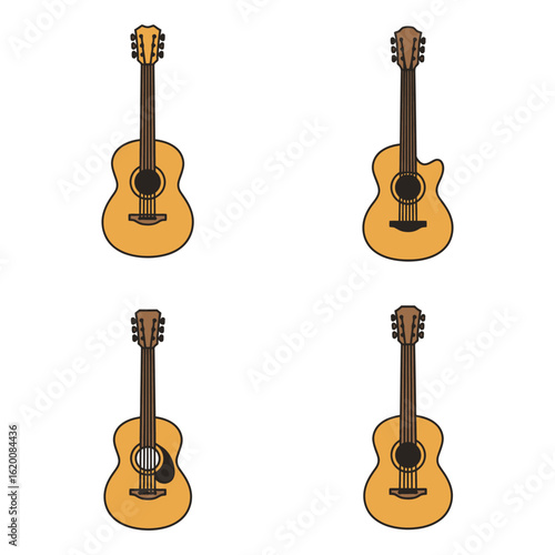 Acoustic Guitar Set Illustration in Vector Format for Music and Art