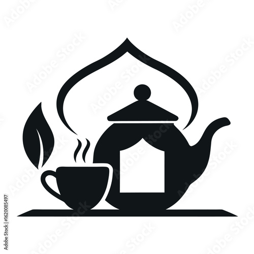     Tea house logo vector illustration.

