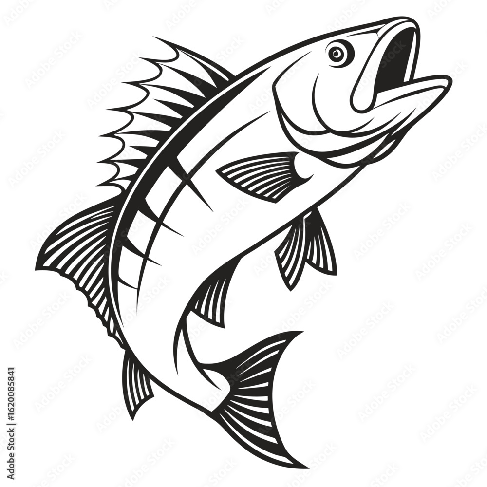 Fototapeta premium Swimming fish vector illustration on a white background with aquatic animal and nature elements