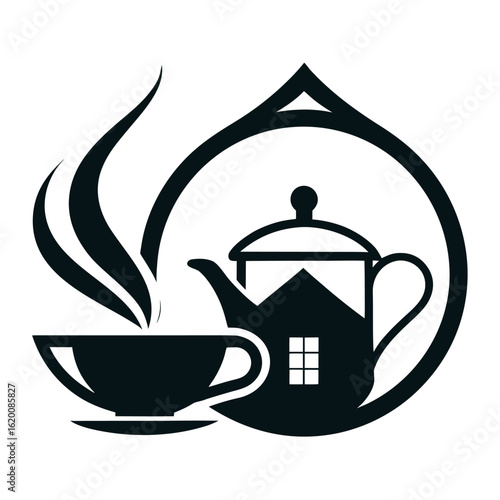      Tea house logo vector illustration.

