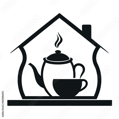      Tea house logo vector illustration.

