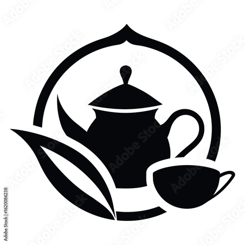      Tea house logo vector illustration.

