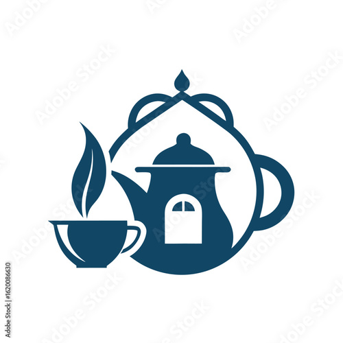      Tea house logo vector illustration.

