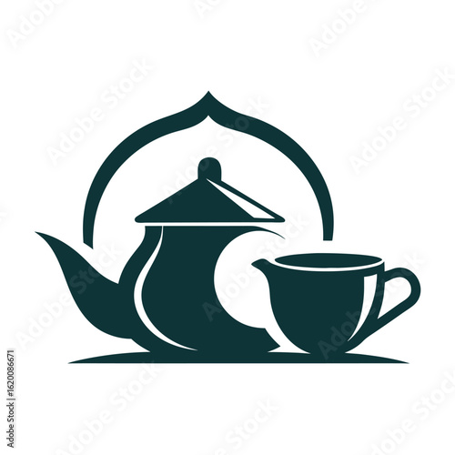      Tea house logo vector illustration.

