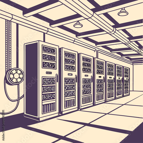 server rack in a warehouse