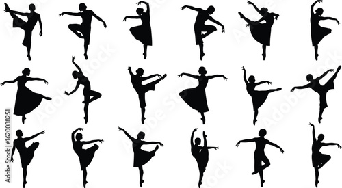 Silhouette collection of ballet dancers in various poses