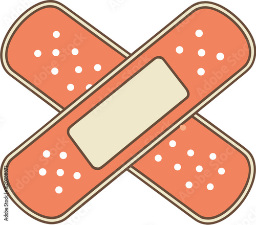 Crossed Adhesive Bandages Icon – First Aid and Healing Vector