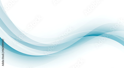 Subtle Waves Abstract Background in Light Teal and White