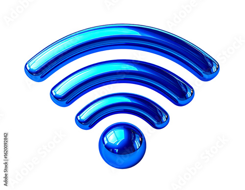 Blue wifi signal wireless internet connection network technology symbol on transparent background