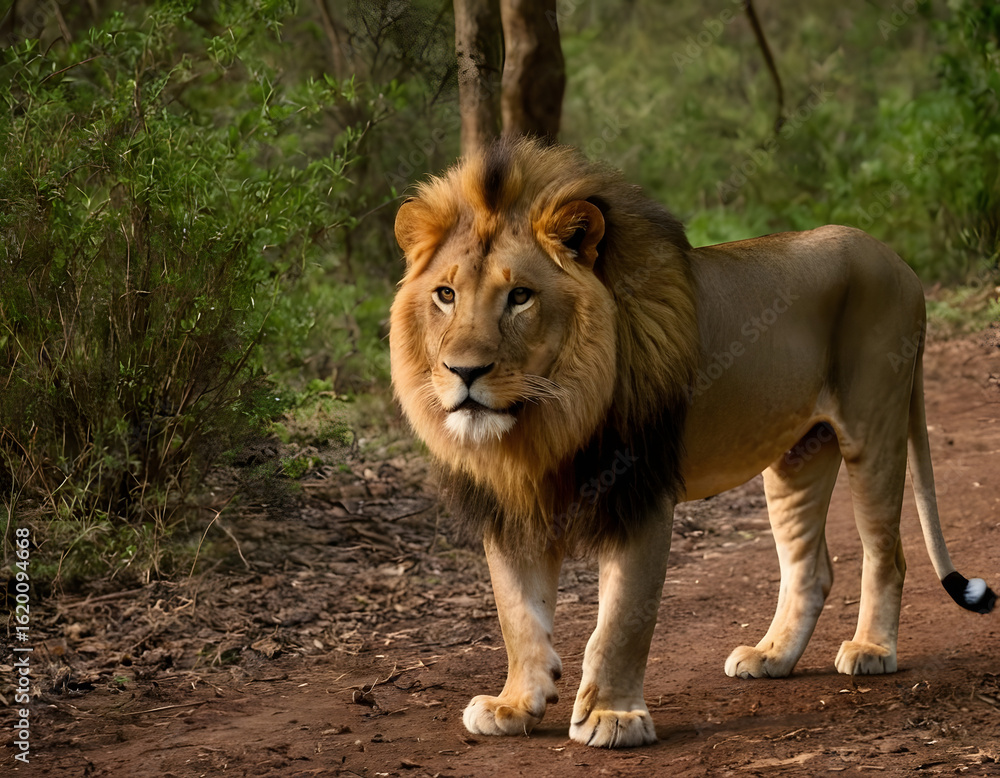 The life of a lion in the African forest in the winter season. The life of a lion in the African forest in the winter season.