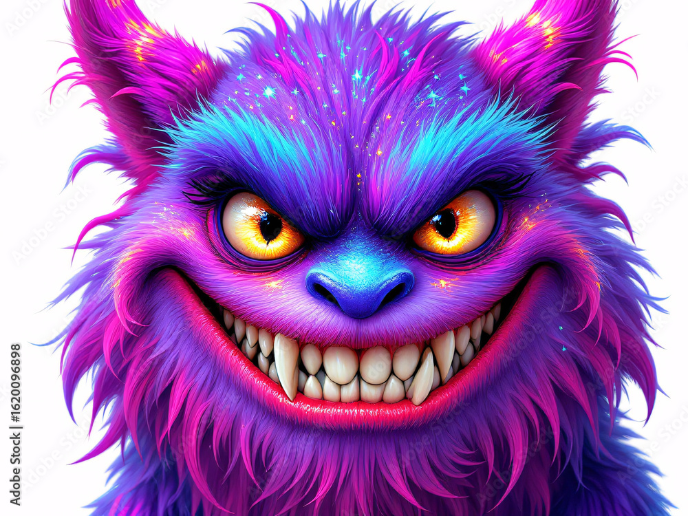Obraz premium A colorful, furry fantasy creature with expressive eyes, evoking a playful and whimsical vibe.