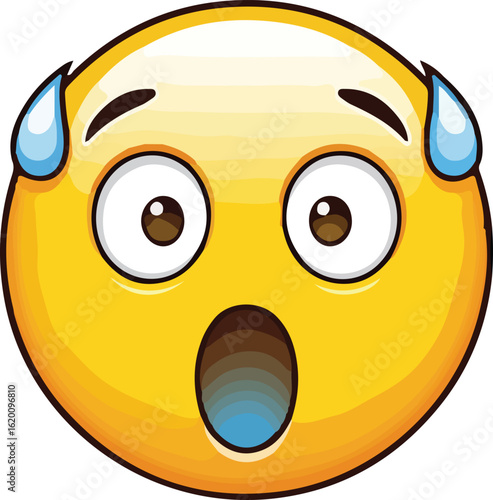 A surprised yellow emoji with wide eyes and open mouth