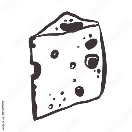 Hand drawn crayon cheese slice doodle simple drawings. Vector food French chalk pencil Italian appetizer line art collection.