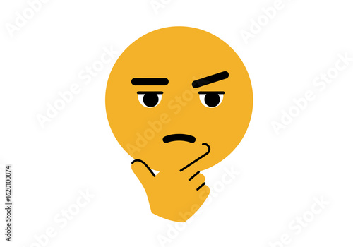 A yellow thinking emoji with a hand on its chin, showing a skeptical or suspicious expression.