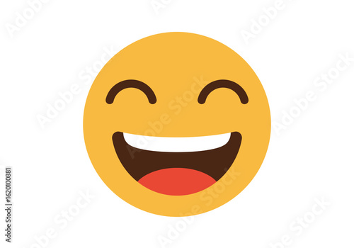 A classic yellow emoji with a wide, happy grin and smiling, closed eyes, expressing joy and laughter.