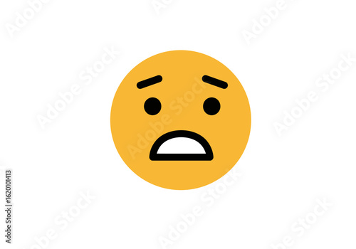 A simple yellow emoji icon displaying a fearful and anxious expression with wide eyes and an open mouth.