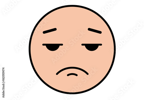 A simple cartoon emoticon with a sad, bored, and unimpressed facial expression.
