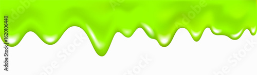 Green dripping slime texture, flowing paint, splash of juice.