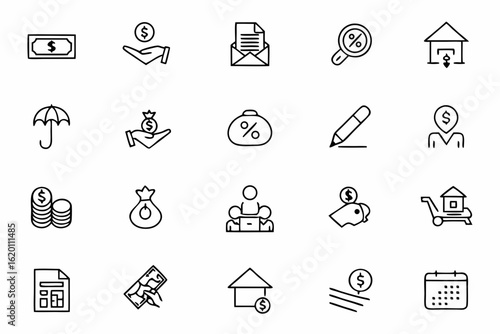 A clean single-line vector bundle capturing the process and symbolism of personal and business loans — perfect for websites, apps, and explainer videos