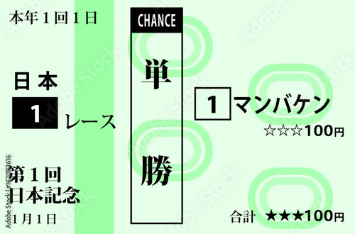 競馬 架空のレースの馬券のイラスト 単勝