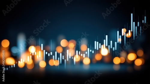Market growth analysis urban setting financial chart nighttime atmosphere close-up view data insights for investors
