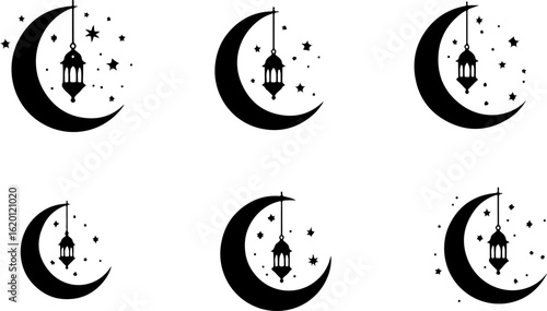"Islamic Crescent Symbols with Arabic Calligraphy" bundle
