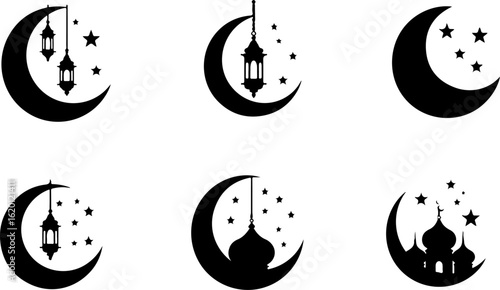 "Islamic Crescent Symbols with Arabic Calligraphy" bundle