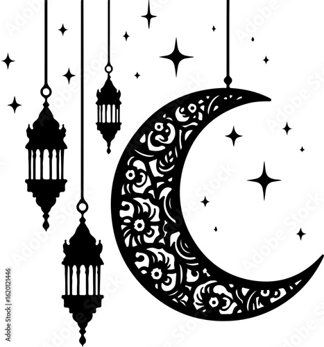 "Islamic Crescent Symbols with Arabic Calligraphy" bundle