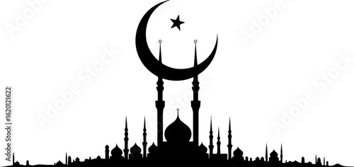 "Islamic Crescent Symbols with Arabic Calligraphy"