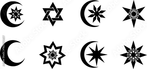 "Islamic Crescent Symbols with Arabic Calligraphy" bundle