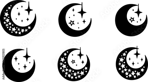 "Islamic Crescent Symbols with Arabic Calligraphy"