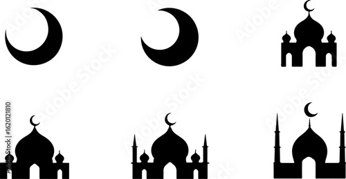 "Islamic Crescent Symbols with Arabic Calligraphy" bundle