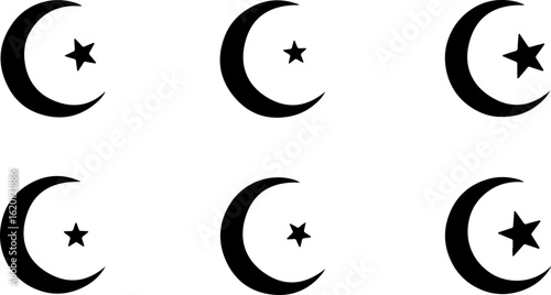 "Islamic Crescent Symbols with Arabic Calligraphy"