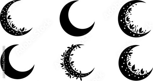 "Islamic Crescent Symbols with Arabic Calligraphy"