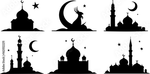"Islamic Crescent Symbols with Arabic Calligraphy" bundle