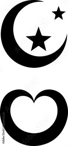 "Islamic Crescent Symbols with Arabic Calligraphy"