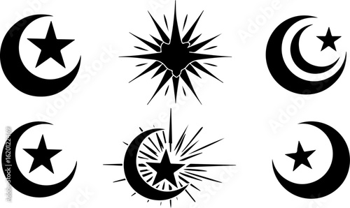 "Islamic Crescent Symbols with Arabic Calligraphy" bundle